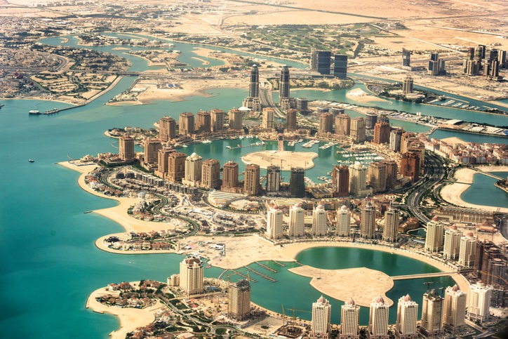 Vista aérea de Doha, no Catar