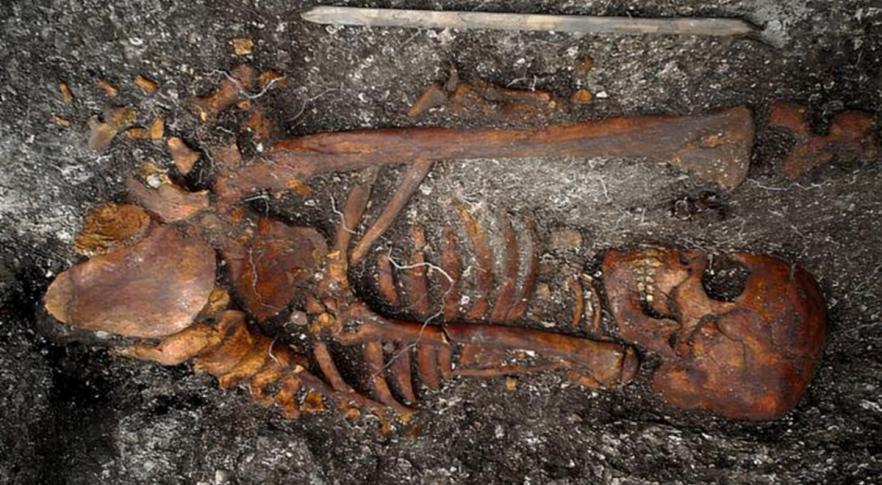 Esqueleto encontrado no Sambaqui Jabuticabeira II